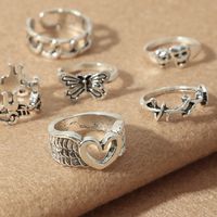 European And American Geometric Jewelry Retro Alloy Old Hollow Ring Six-piece Set main image 5