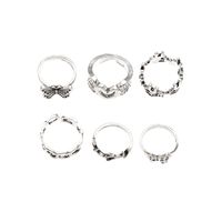 European And American Geometric Jewelry Retro Alloy Old Hollow Ring Six-piece Set main image 6