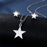 Stainless Steel Necklace Earrings Set Wholesale Fashion Heart Bear Two-piece Set sku image 20