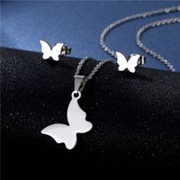 Stainless Steel Necklace Earrings Set Wholesale Fashion Heart Bear Two-piece Set sku image 25