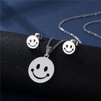 Stainless Steel Necklace Earrings Set Wholesale Fashion Heart Bear Two-piece Set sku image 28