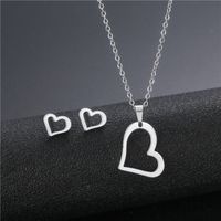 Stainless Steel Necklace Earrings Set Wholesale Fashion Heart Bear Two-piece Set sku image 9