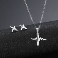 Stainless Steel Necklace Earrings Set Wholesale Fashion Heart Bear Two-piece Set sku image 17
