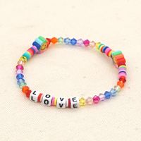 Nueva Pulsera De Apilamiento De Cuentas Hecha A Mano Con Cuentas De Arco Iris De Cerámica Suave Cristalina sku image 2