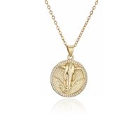 European And American Personality Gold Coin Elephant Pendant Copper Necklace sku image 1