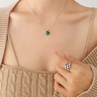 Chinese Style Emerald Zircon Titanium Steel Necklace sku image 2
