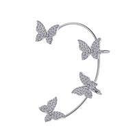 Hot Sale Inlaid Rhinestone Butterfly Earrings Creative Personality Flashing Diamond Chain Pearl Tassel Ear Clip sku image 3