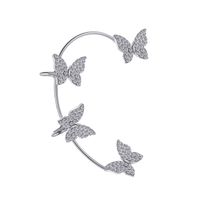 Hot Sale Inlaid Rhinestone Butterfly Earrings Creative Personality Flashing Diamond Chain Pearl Tassel Ear Clip sku image 4