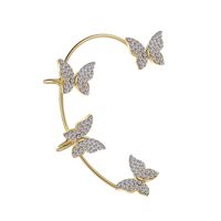 Hot Sale Inlaid Rhinestone Butterfly Earrings Creative Personality Flashing Diamond Chain Pearl Tassel Ear Clip sku image 6