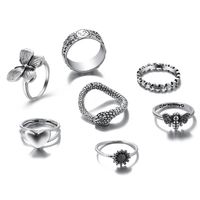 New Retro Bee Joint Butterfly Combination Ring 7 Piece Set sku image 1