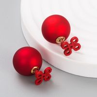 Simple And Fashionable Chinese Knot Earrings Big Spherical Ear Plugs Earrings sku image 1