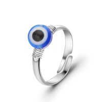 New Creative Copper Wire Hand-woven Devil's Eye Ring Blue Eye Jewelry sku image 3