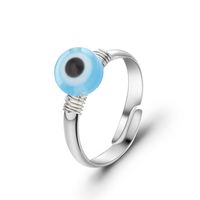 New Creative Copper Wire Hand-woven Devil's Eye Ring Blue Eye Jewelry sku image 5