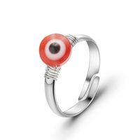 New Creative Copper Wire Hand-woven Devil's Eye Ring Blue Eye Jewelry sku image 7