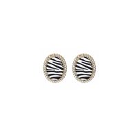 Fashion Fabric Checkerboard Stripes Black And White Geometric Retro Stud Earrings sku image 1