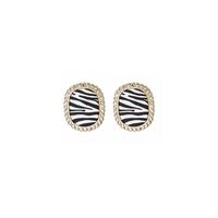 Fashion Fabric Checkerboard Stripes Black And White Geometric Retro Stud Earrings sku image 2