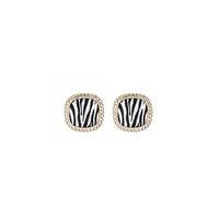Fashion Fabric Checkerboard Stripes Black And White Geometric Retro Stud Earrings sku image 3