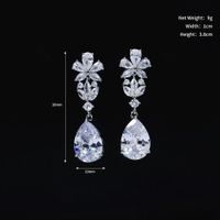 Long Fashion European And American Flower Water Drop Zircon Earrings sku image 1