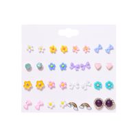 Gezeiten Regenbogen Kleines Gänseblümchen Einfache Farbe Blumenschleife 20 Paar Ohrringe Set sku image 1