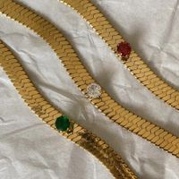 Collar Retro De Acero De Titanio Con Cadena De Hoja Gruesa Y Esmeralda Tachonada De Diamantes sku image 1