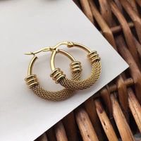 European And American Mesh Chain Twist Retro Titanium Steel Earrings sku image 1