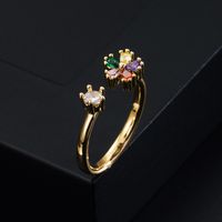 Fashion Copper Gold-plated Micro-inlaid Zircon Geometric Ring Female Wholesale sku image 3
