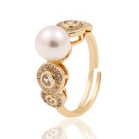 Simple Luxury Women's Hand Jewelry Pearl Copper Open Ring Wholesale sku image 1