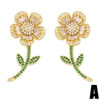 European And American Flower Small Daisy Copper Earrings sku image 1