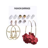 Fashion C-shaped Alloy Diamond Pearl Earrings Set Wholesale sku image 1