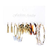Fashion C-shaped Alloy Diamond Pearl Earrings Set Wholesale sku image 2