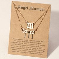 Angel Lucky Number Angel Letter Necklace 2 Pieces sku image 1
