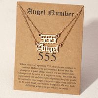 Angel Lucky Number Angel Letter Necklace 2 Pieces sku image 4