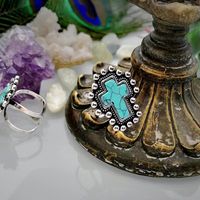 Wholesale Jewelry Ethnic Style Cross Alloy Turquoise Open Rings main image 2