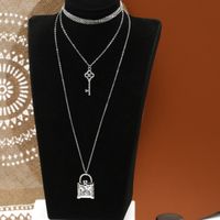 Simple Classic Key Lock Pendant Multi-layer Fashion Sweater Chain Necklace main image 2