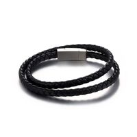 Titanium Steel Buckle Leather Woven Double-layer Leather Rope Retro Hand Rope Bracelet main image 1