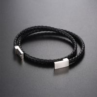 Titanium Steel Buckle Leather Woven Double-layer Leather Rope Retro Hand Rope Bracelet main image 3