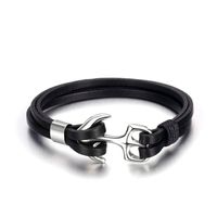 Simple Multi-layer Woven Leather Cross-border Accessories Titanium Steel Anchor Leather Bracelet main image 2