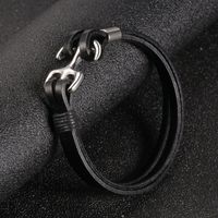 Simple Multi-layer Woven Leather Cross-border Accessories Titanium Steel Anchor Leather Bracelet main image 3