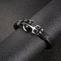 Simple Multi-layer Woven Leather Cross-border Accessories Titanium Steel Anchor Leather Bracelet main image 4