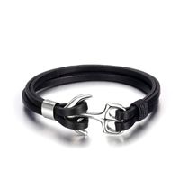 Simple Multi-layer Woven Leather Cross-border Accessories Titanium Steel Anchor Leather Bracelet main image 6