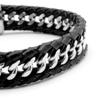 Titanium Steel Chain Leather Retro Punk Men's Bracelet Cowhide Bracelet main image 5