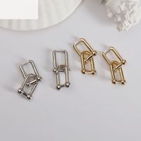 European And American Fashion New U-shaped Ball Interlocking Copper Earrings main image 1