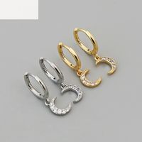 New Fashion Diamond Moon C-shaped Temperament Copper Earrings main image 1
