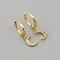 New Fashion Diamond Moon C-shaped Temperament Copper Earrings main image 5