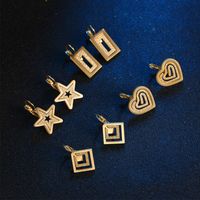 Hollow Heart Titanium Steel Geometric Earrings Wholesale main image 5