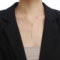 Titanium Steel Long Strip Niche Design Necklace Female Tassel Clavicle Chain main image 4