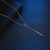 Titanium Steel Long Strip Niche Design Necklace Female Tassel Clavicle Chain main image 5