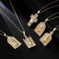 New European And American Virgin Mary Pendant Copper Real Gold-plated Zircon Necklace main image 1