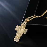 New European And American Virgin Mary Pendant Copper Real Gold-plated Zircon Necklace main image 3