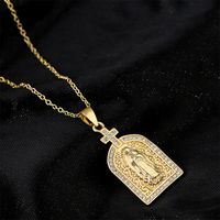 New European And American Virgin Mary Pendant Copper Real Gold-plated Zircon Necklace main image 4